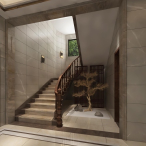 新中式楼梯间3D模型下载